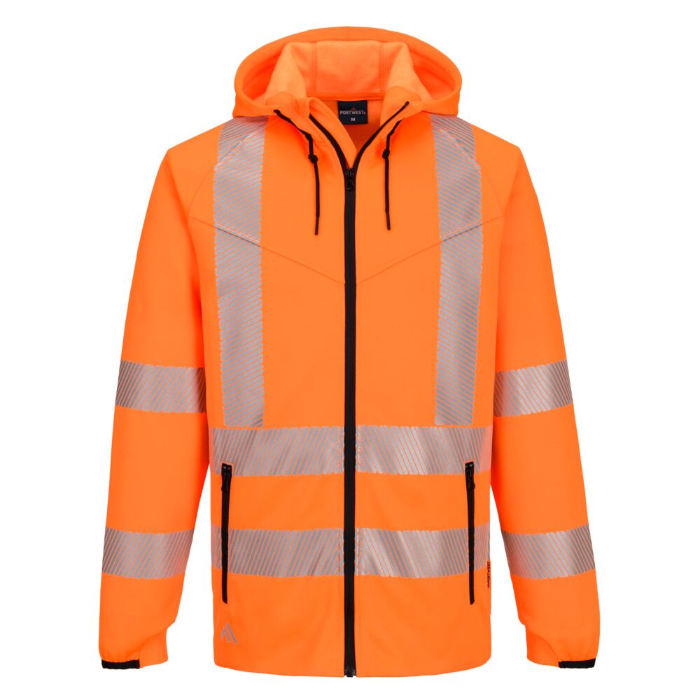 Portwest KX3 Sport Hi-Vis Zipped Hoodie in Orange, main product image