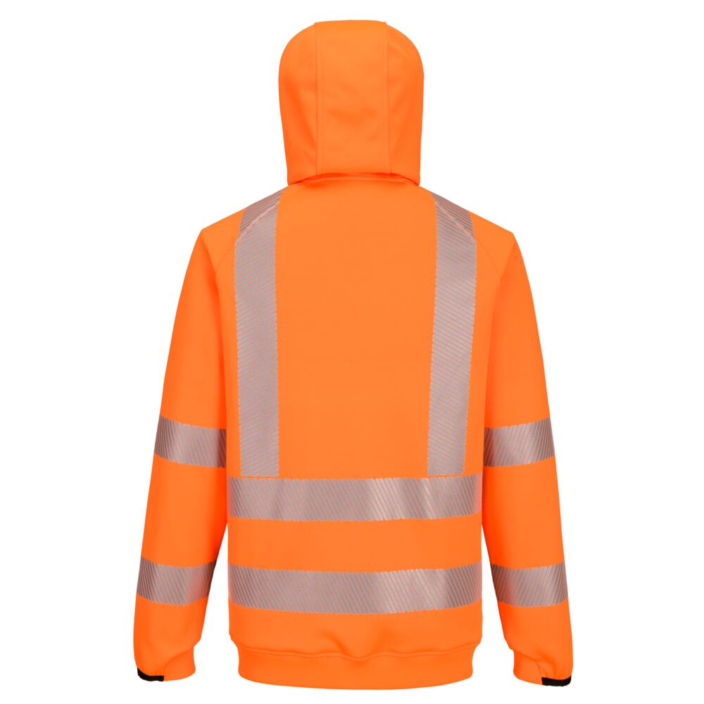 Portwest KX303 KX3 Sport Hi-Vis Zipped Hoodie in Orange, back view