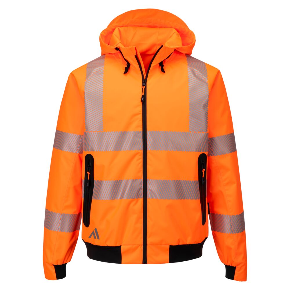 Portwest KX3 Sport Hi-Vis Rain Bomber in Orange, main product image