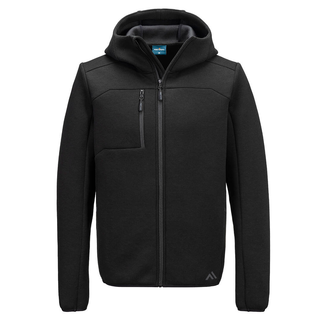 Portwest KX3 Sport Zip Hooded Sweater in Black, main product image
