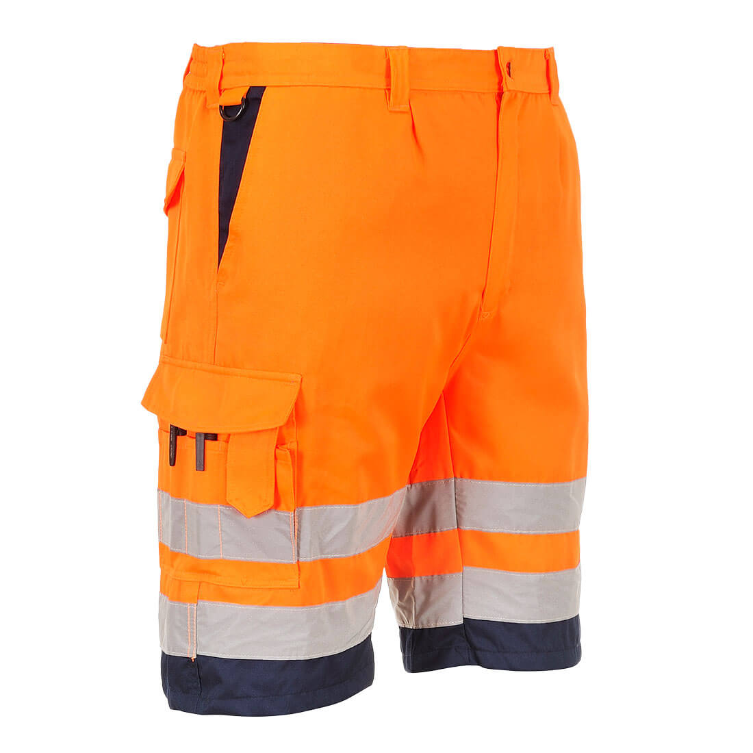 Portwest Hi-Vis Lightweight Polycotton Shorts in Orange/Navy, main product image