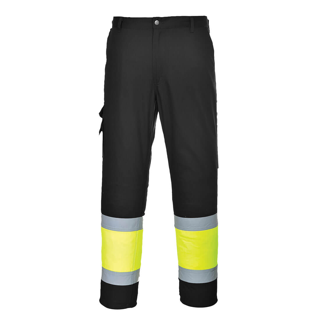 Portwest Hi-Vis Lightweight Contrast Class 1 Service Trousers in Yellow/Black, image 2