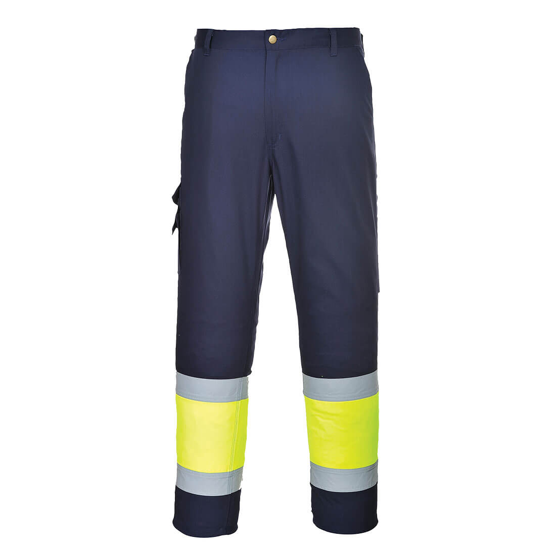 Portwest Hi-Vis Lightweight Contrast Class 1 Service Trousers in Yellow/Navy, image 3