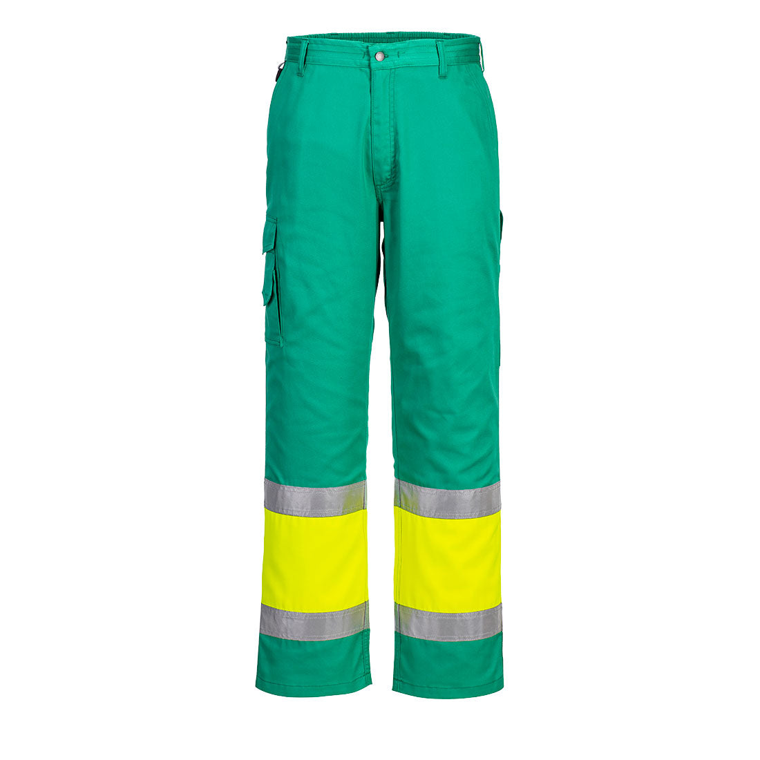 Portwest Hi-Vis Lightweight Contrast Class 1 Service Trousers in Yellow/Teal, image 4