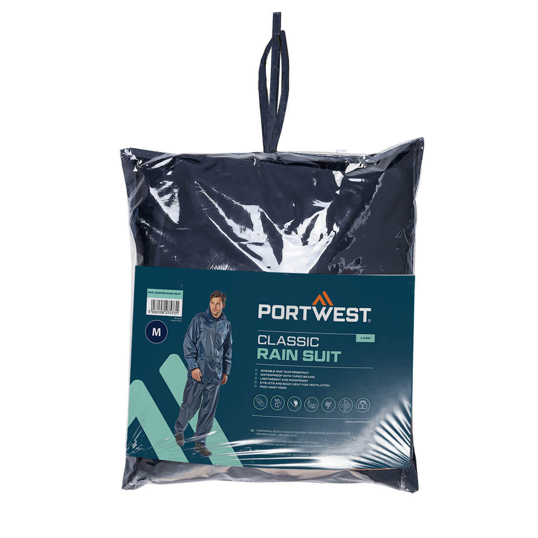 Portwest Essentials Rainsuit (2 Piece Suit) in Navy (NA), image 2