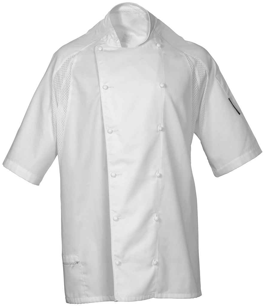 Le Chef Short Sleeve Executive Jacket in White, front view