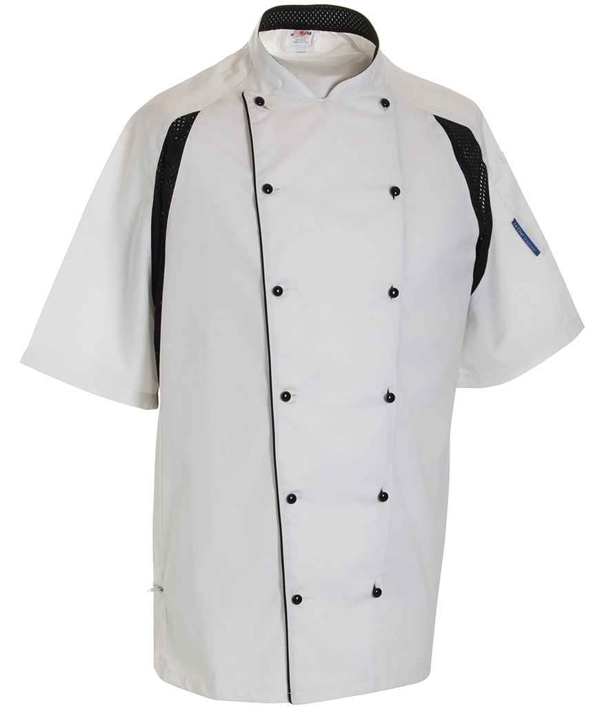 Le Chef Short Sleeve Executive Jacket in White/Black, front view
