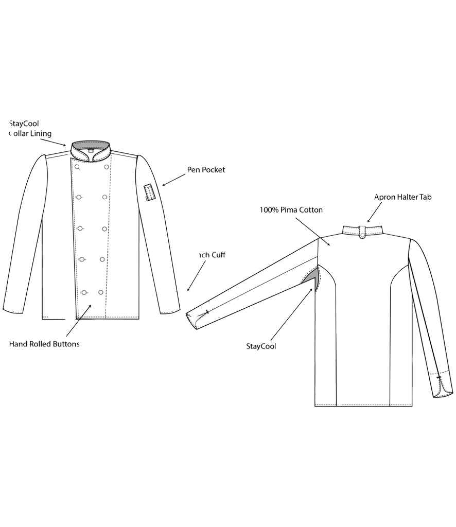 Le Chef Long Sleeve Luxe Jacket in White, front view