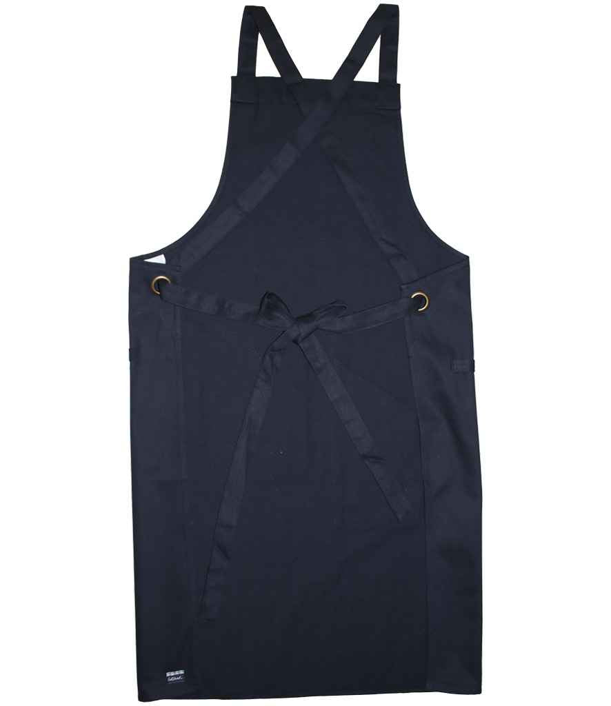 Le Chef Crossover Bib Apron in Black, back view
