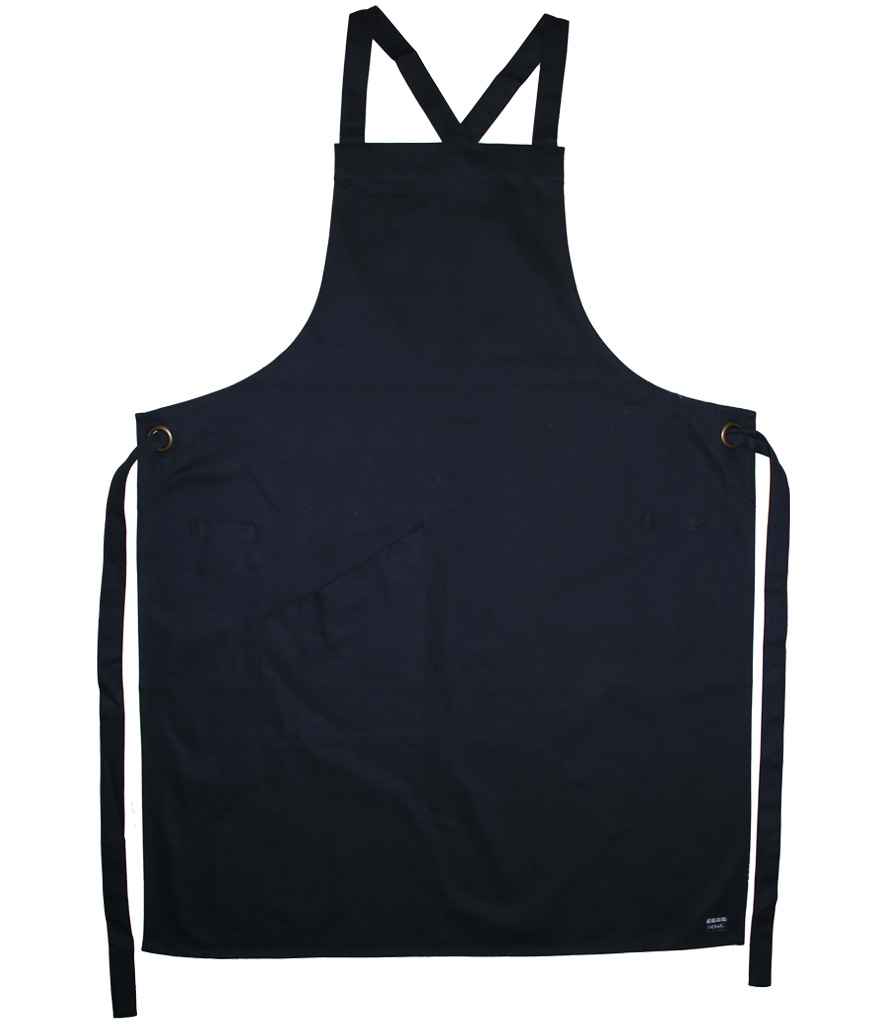 Le Chef Crossover Bib Apron in Black, front view