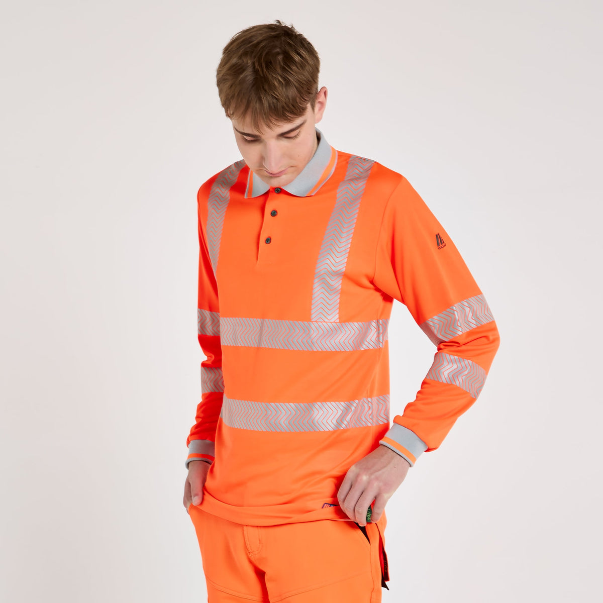 Pulsar Long Sleeve Polo Shirt Orange - Bamboo Content, main product image