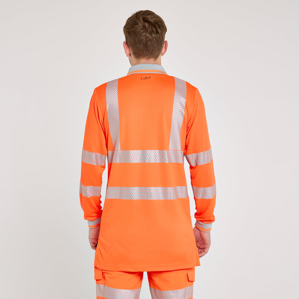 Pulsar Long Sleeve Polo Shirt Orange - Bamboo Content, image 2