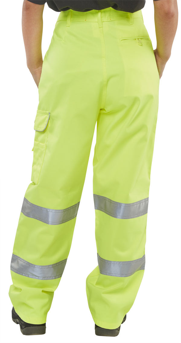 Click LPCTEN Ladies Hi-Vis Trousers Saturn Yellow back view