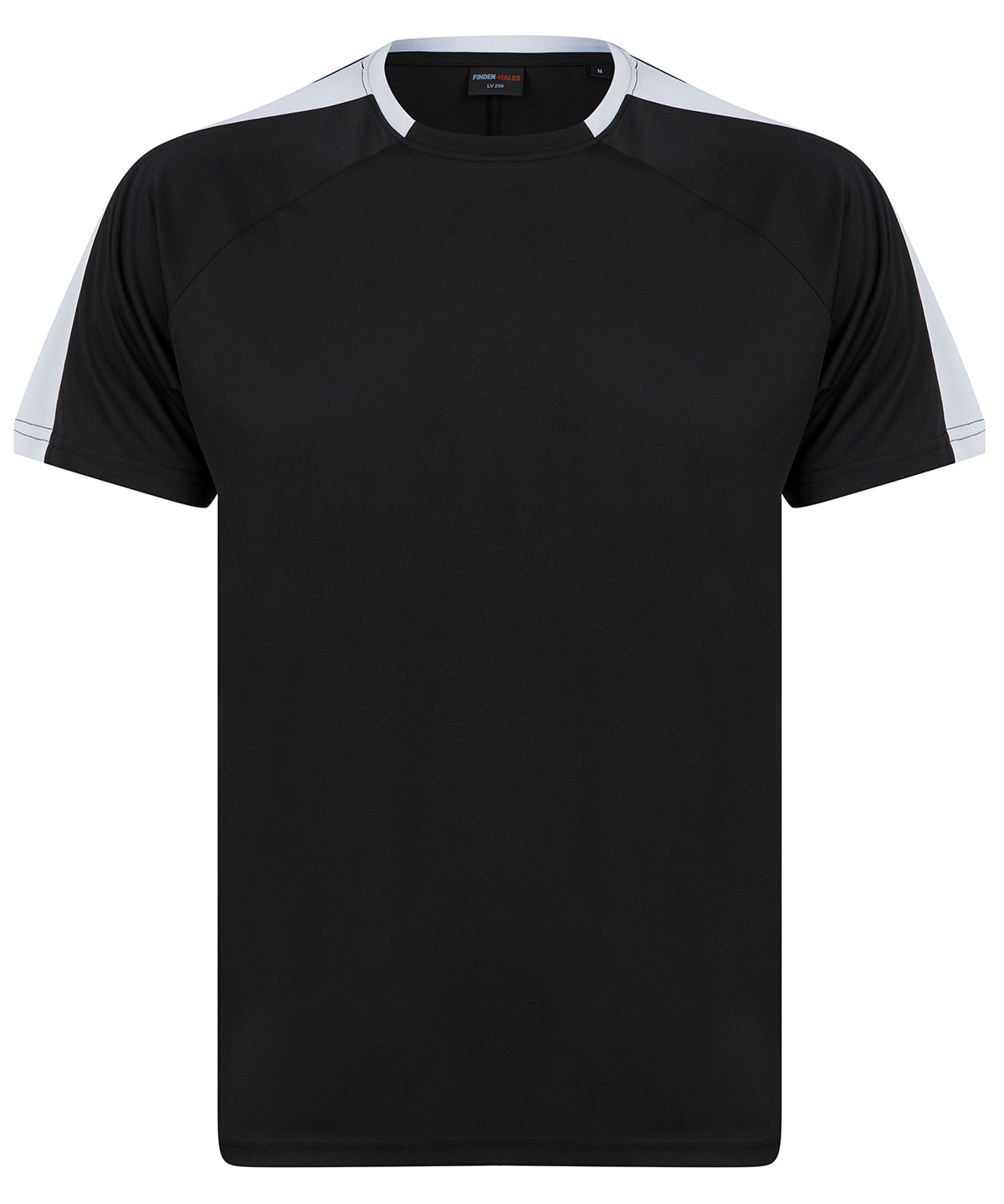 Finden & Hales Unisex team t-shirt in Black/White, front view