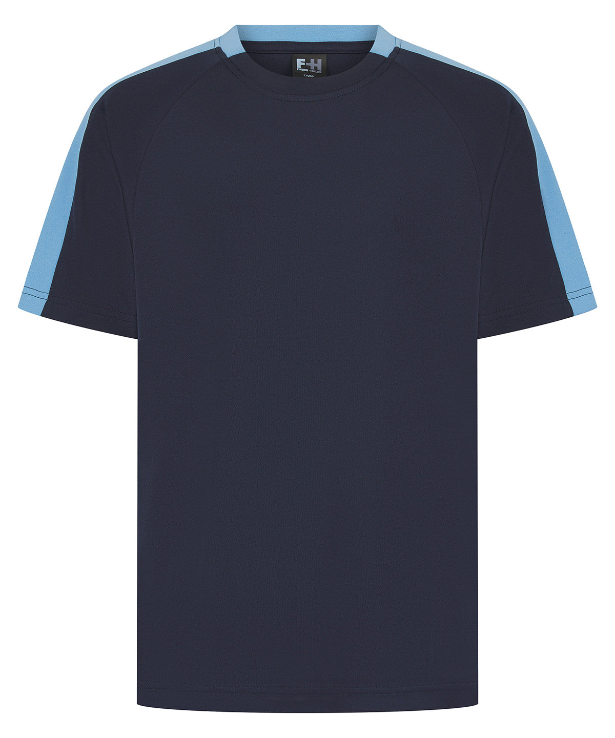 Finden & Hales Unisex team t-shirt in Navy/Sky, front view