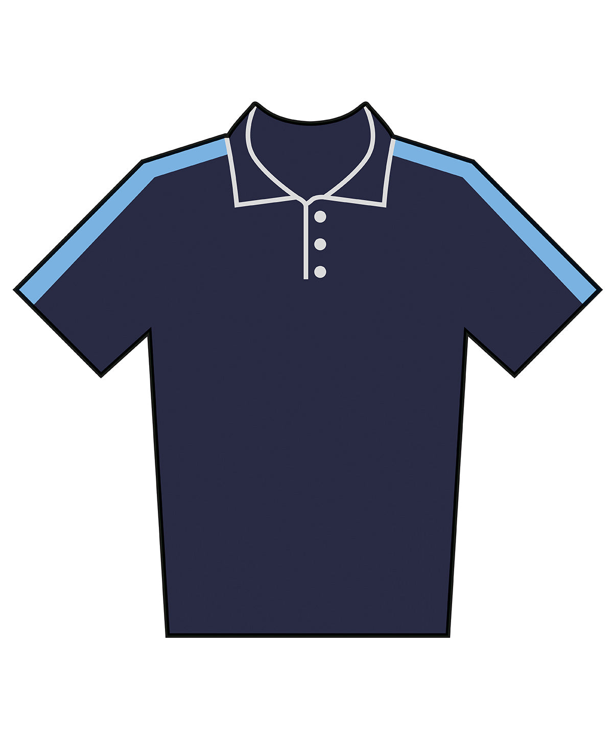Finden & Hales Adults team polo shirt in Navy/Sky, front view