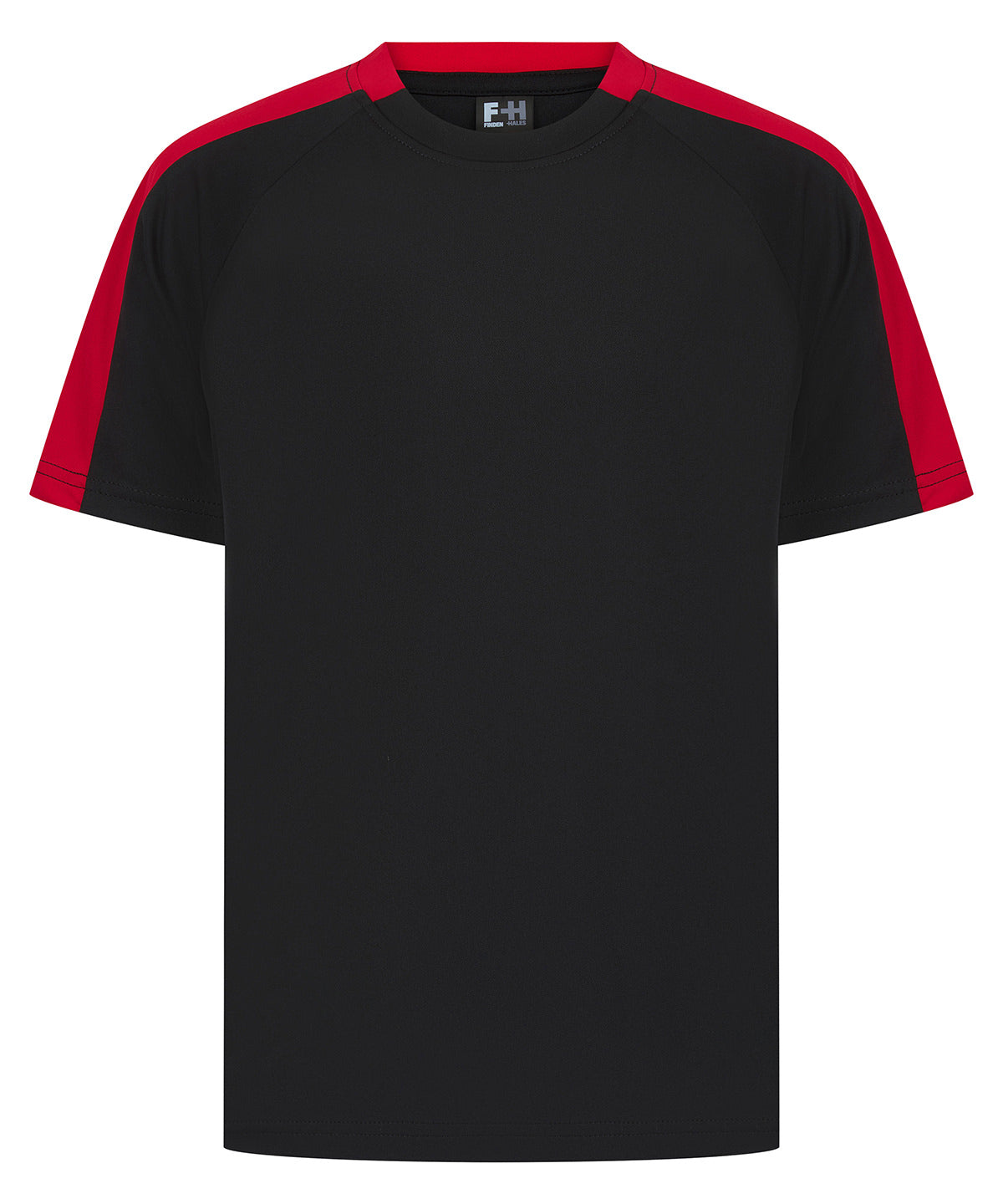 Finden & Hales Kids team t-shirt in Black/Red, front view