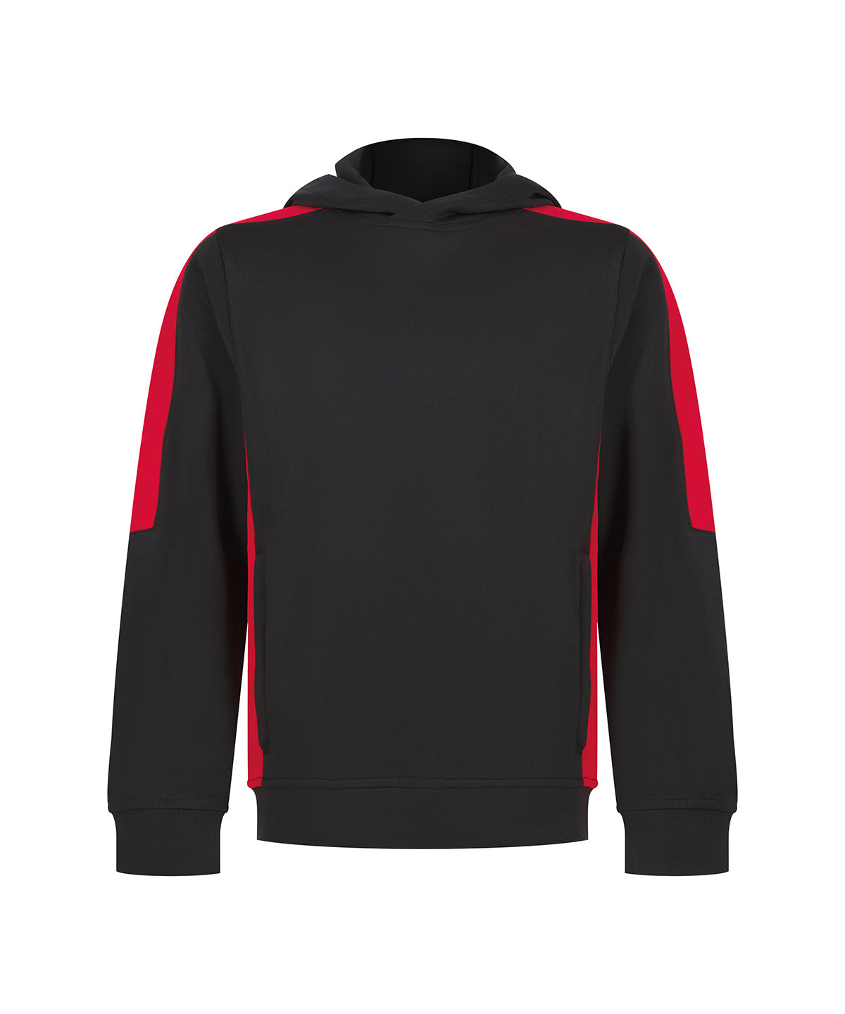 Finden & Hales Kids' team hoodie in Black/Red, front view