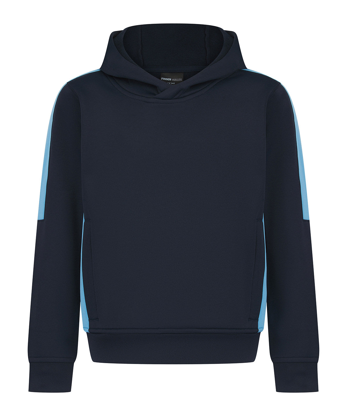Finden & Hales Kids' team hoodie in Navy/Sky, front view