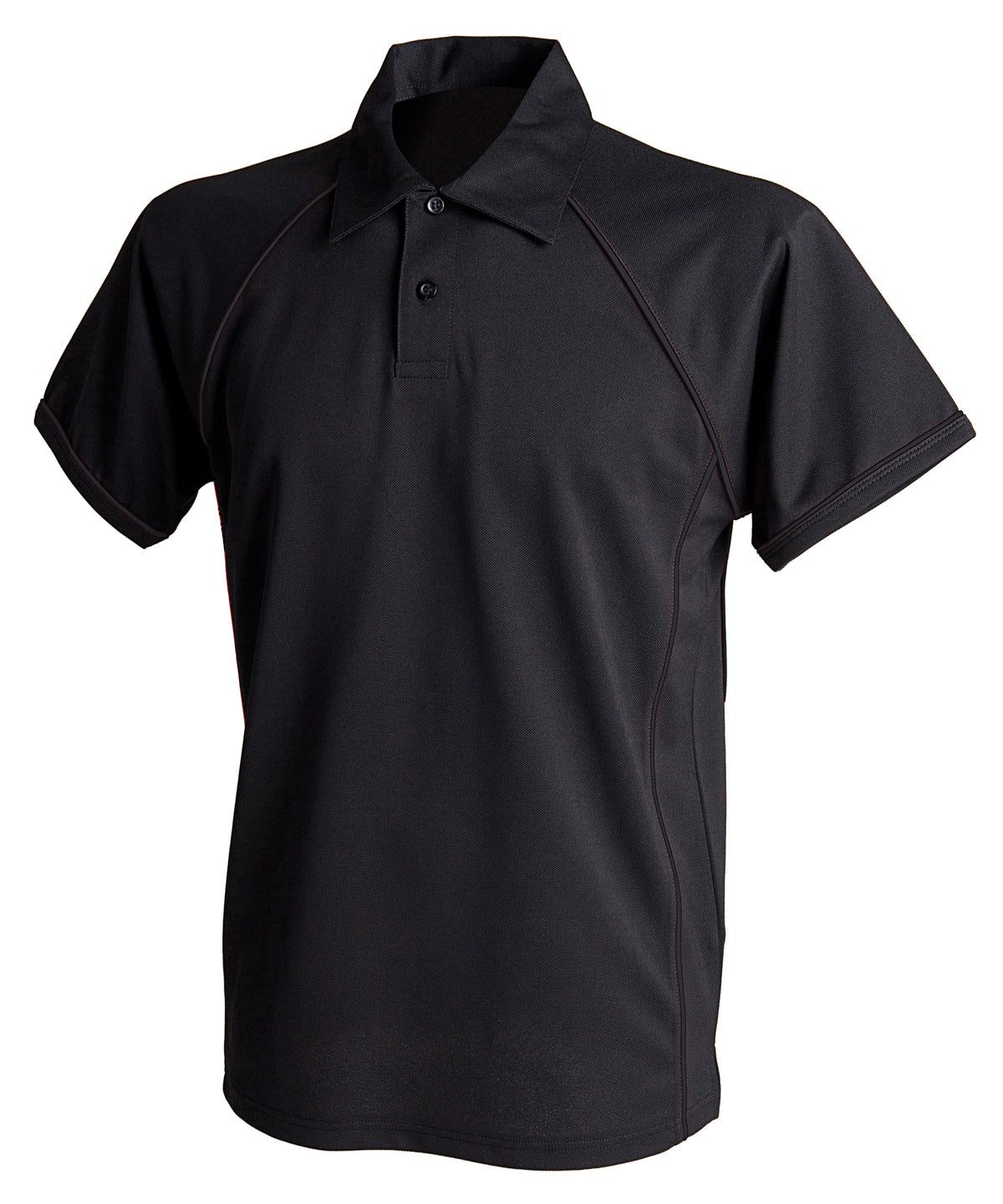 Finden & Hales Piped performance polo in Black/Black†, front view