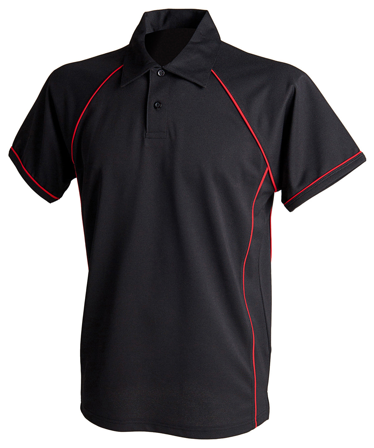 Finden & Hales Piped performance polo in Black/Red†, front view