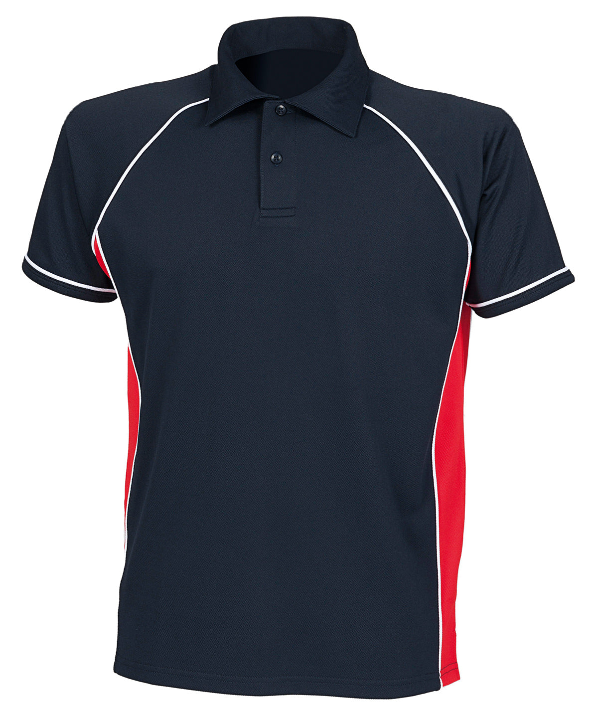 Finden & Hales Piped performance polo in Navy/Red/White, front view