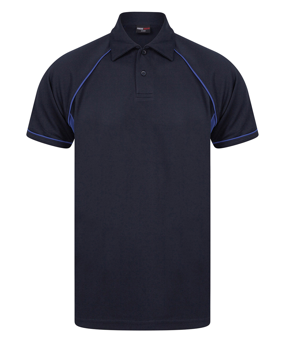 Finden & Hales Piped performance polo in Navy_Royal_Royal, front view
