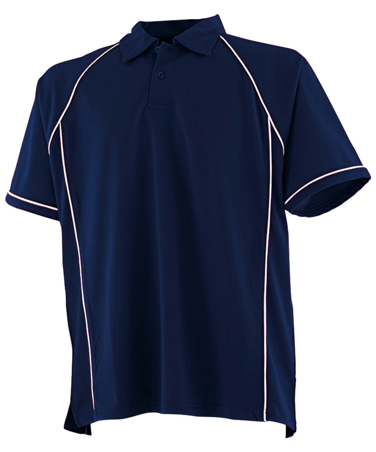 Finden & Hales Piped performance polo in Navy_White, front view
