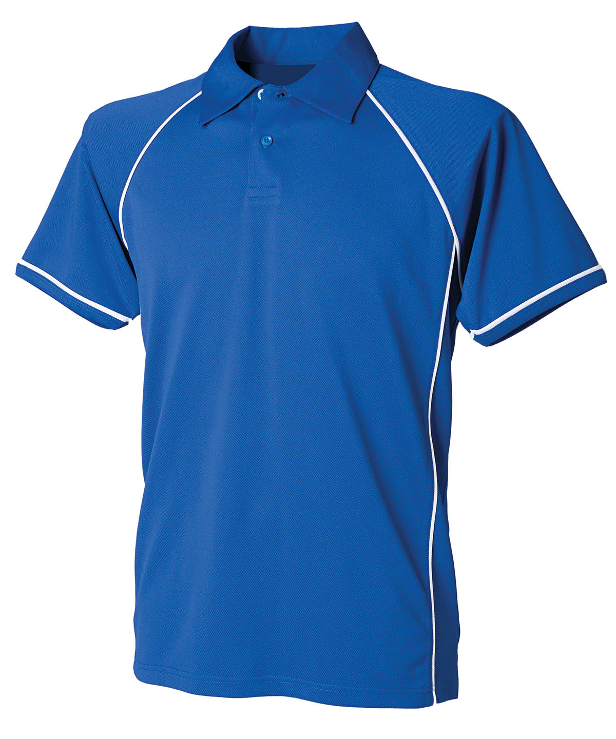 Finden & Hales Piped performance polo in Royal_White, front view