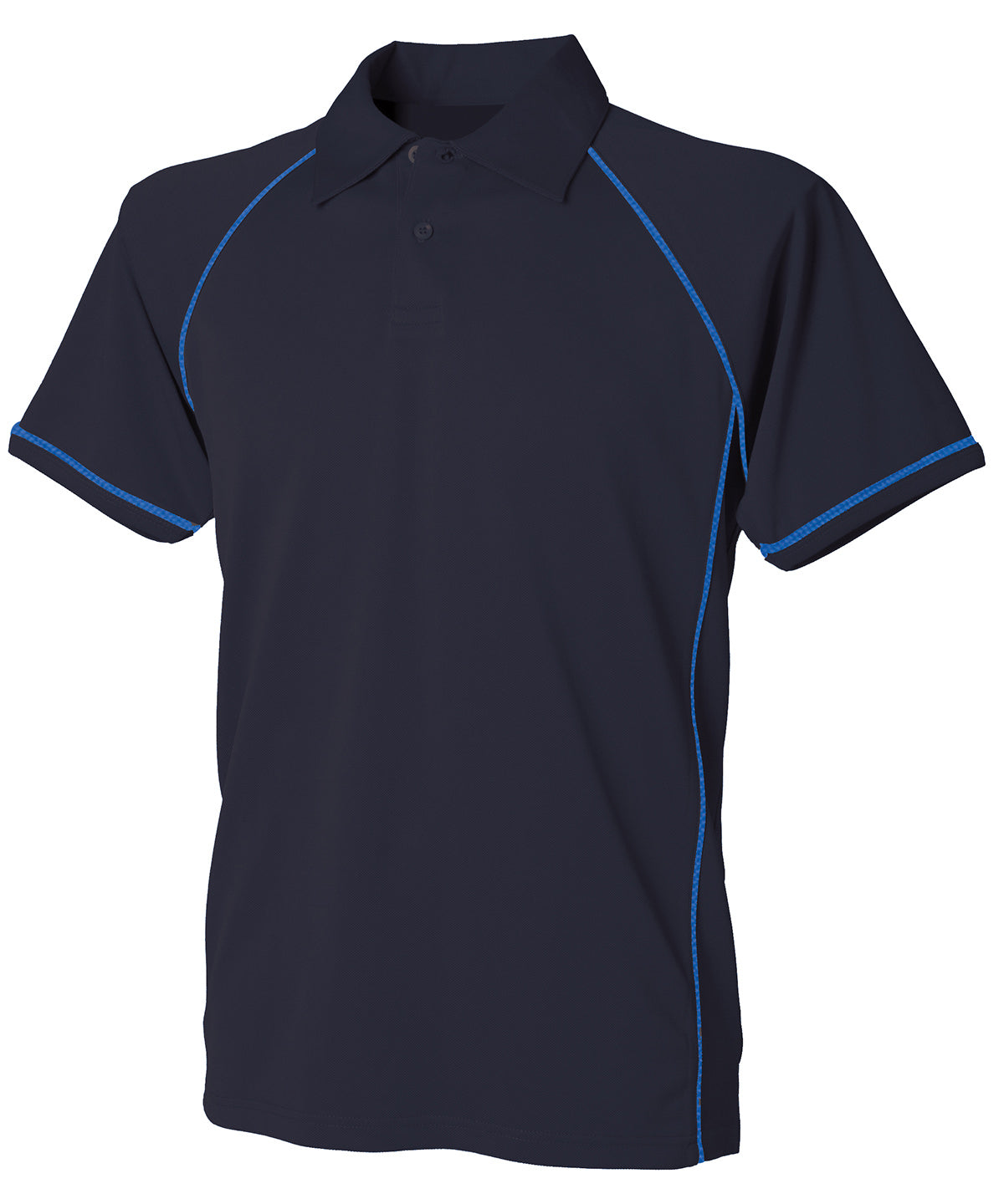 Finden & Hales Kids piped performance polo in Navy/Royal/Royal†, front view