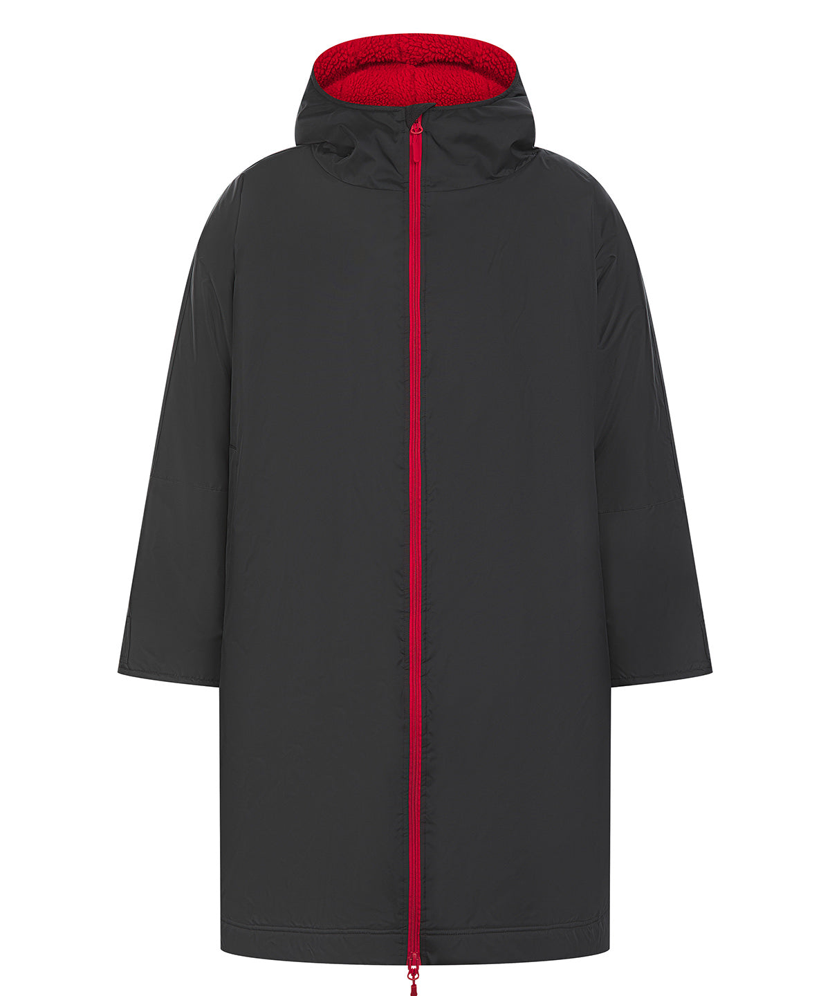 Finden & Hales All-weather robe in Black/Red, front view