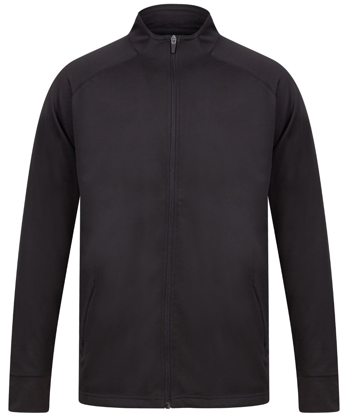Finden & Hales Knitted tracksuit top in Black, front view