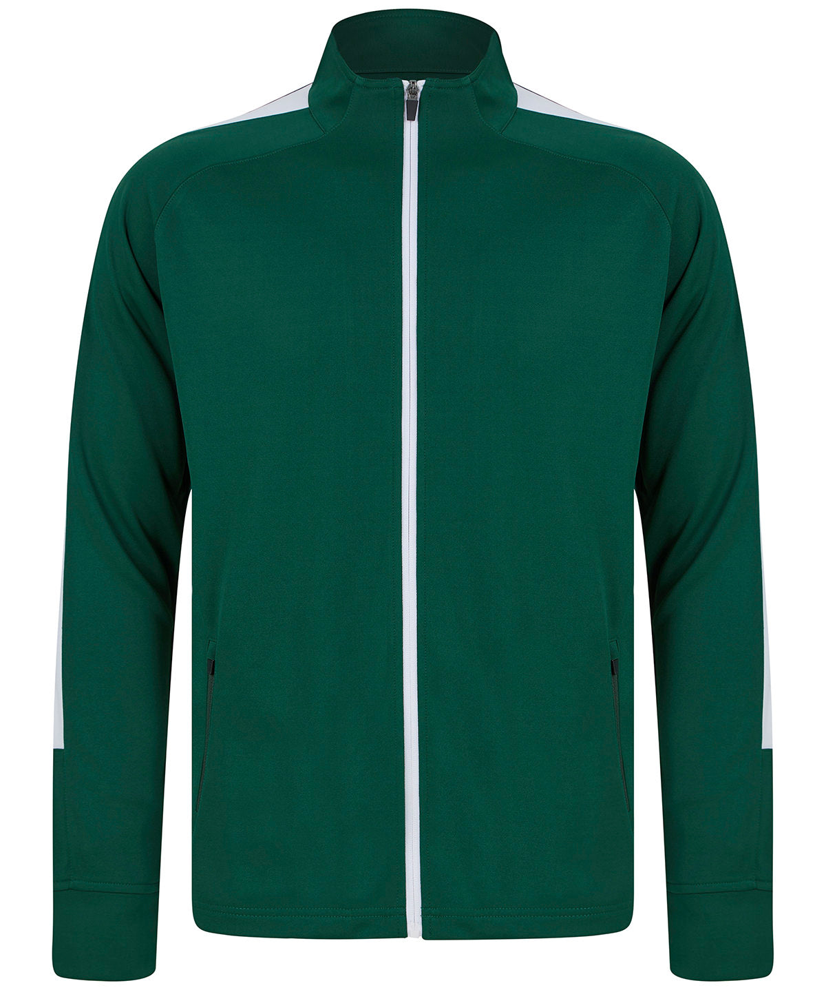 Finden & Hales Knitted tracksuit top in Bottle_White, front view