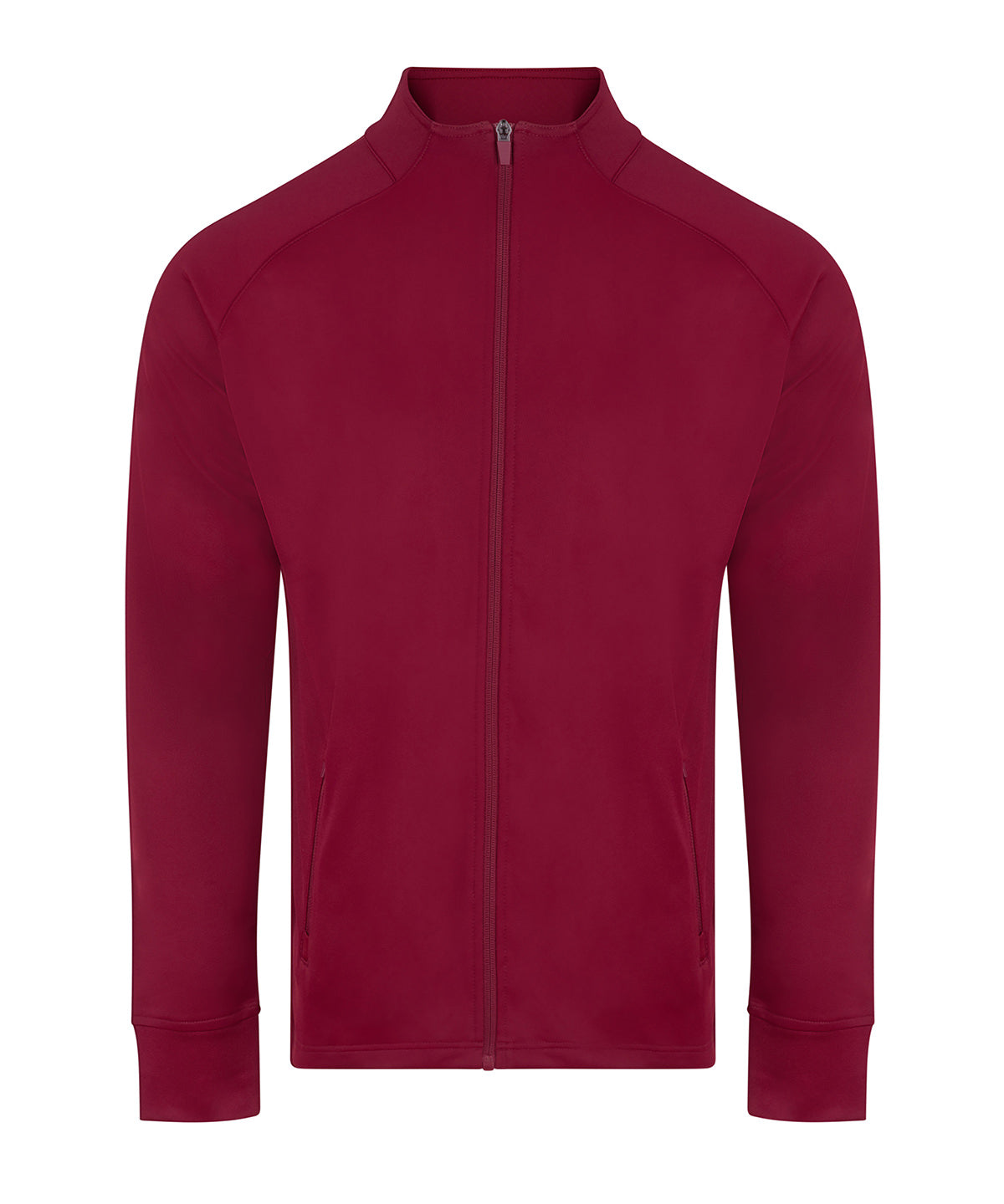 Finden & Hales Knitted tracksuit top in Burgundy, front view