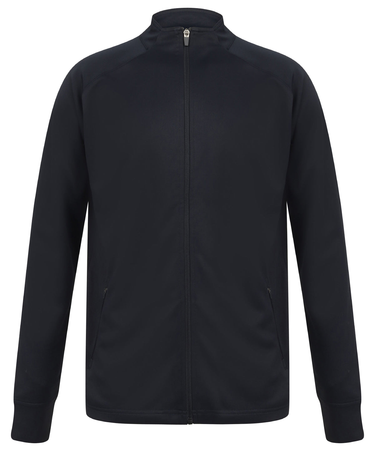 Finden & Hales Knitted tracksuit top in Navy, front view