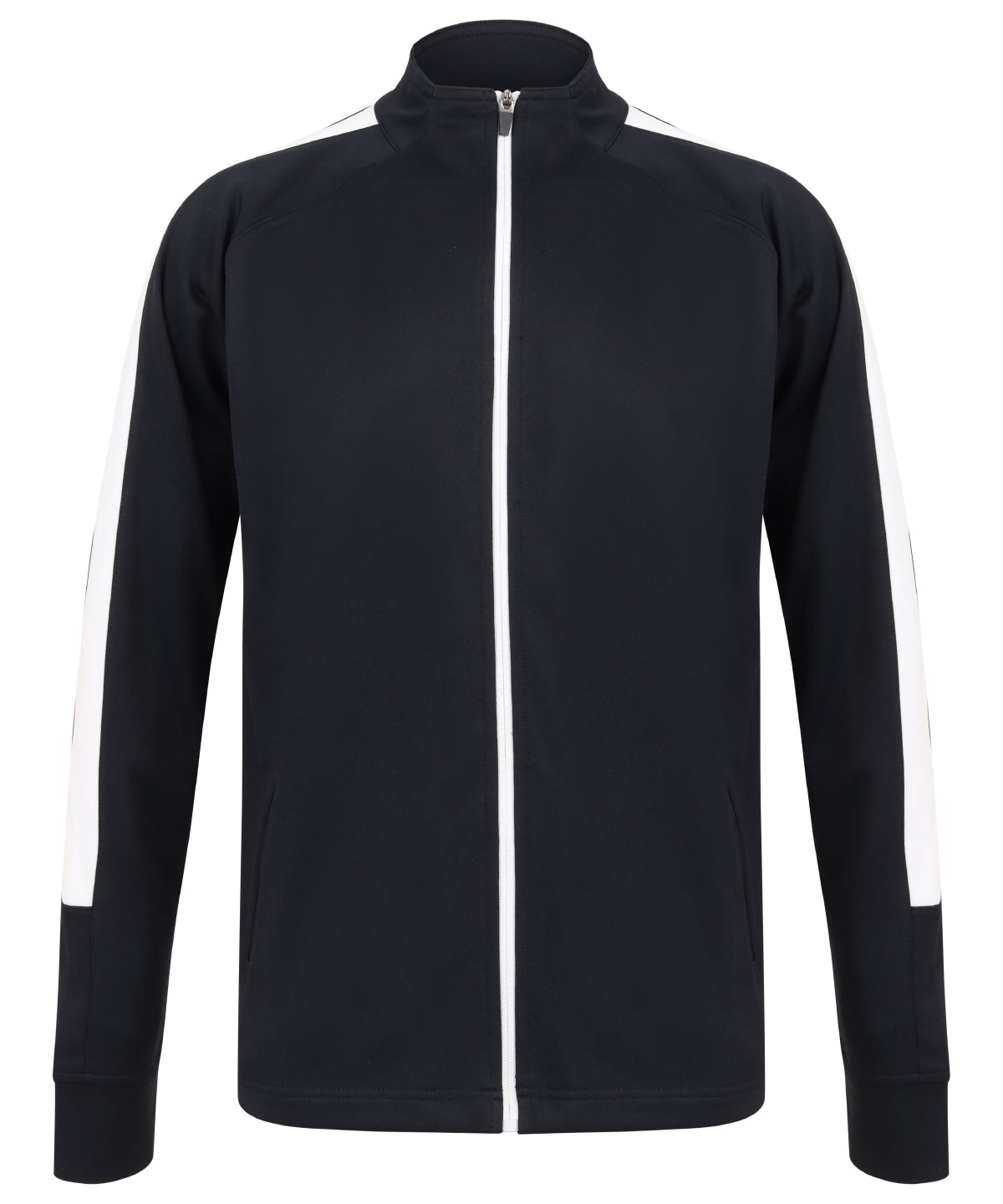 Finden & Hales Knitted tracksuit top in Navy_White, front view