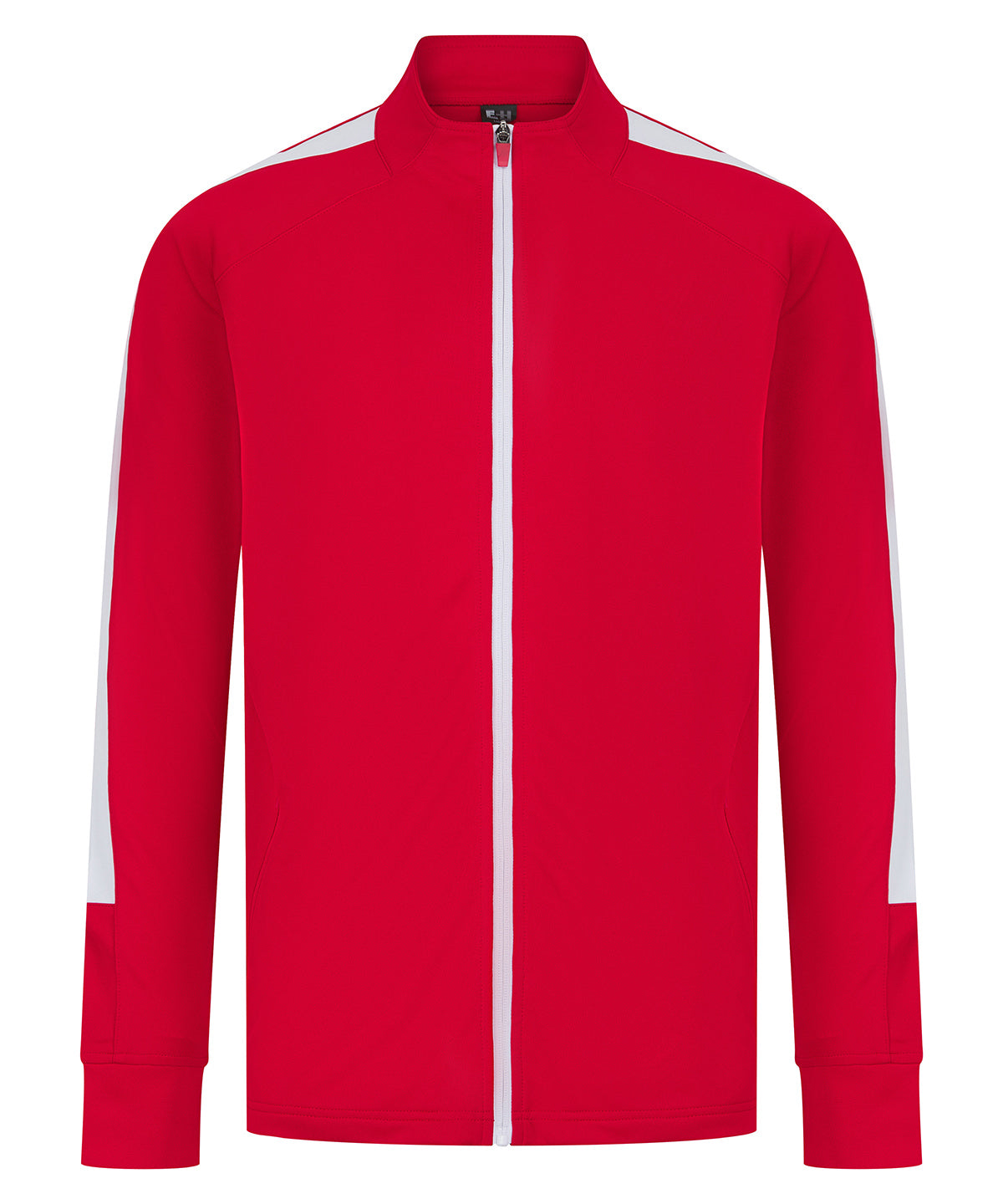 Finden & Hales Knitted tracksuit top in Red_White, front view