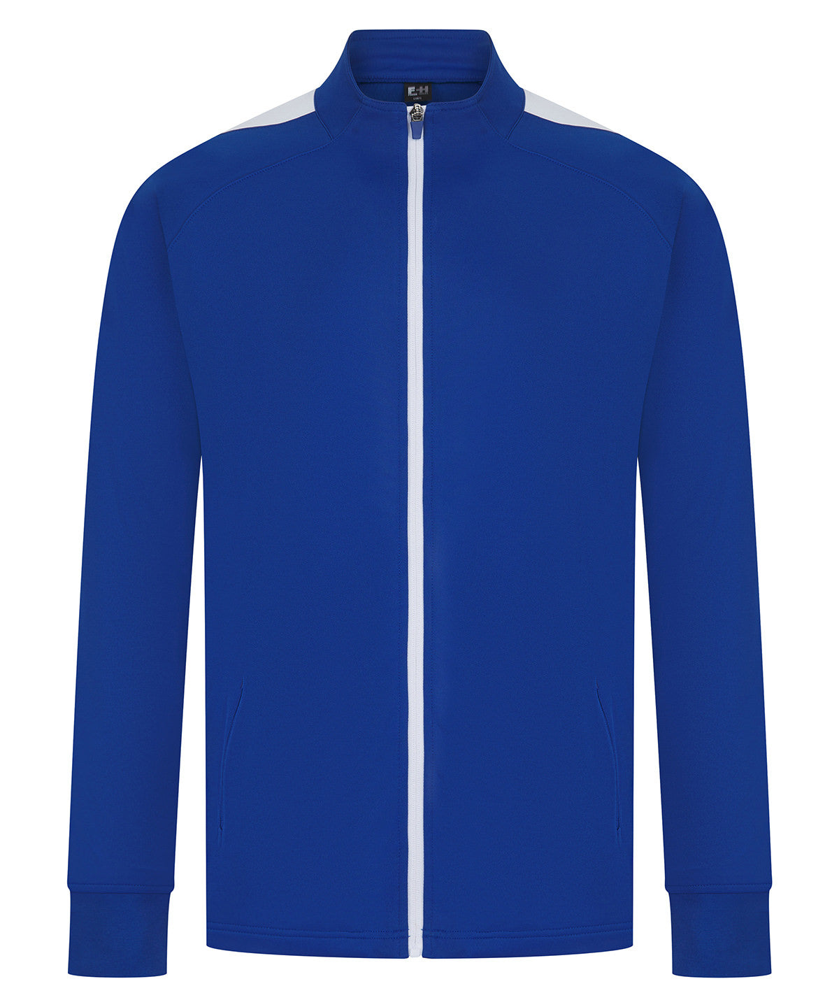 Finden & Hales Knitted tracksuit top in Royal_White, front view