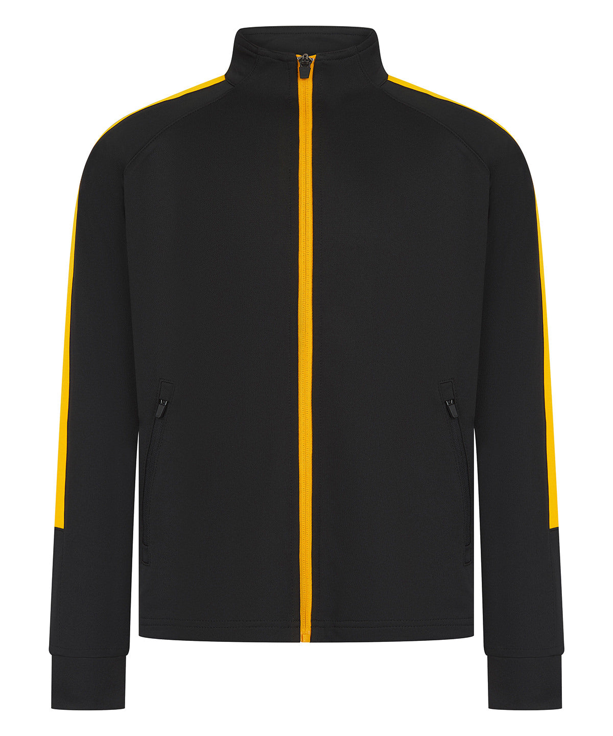 Finden & Hales Kids knitted tracksuit top in Black/Gold, front view