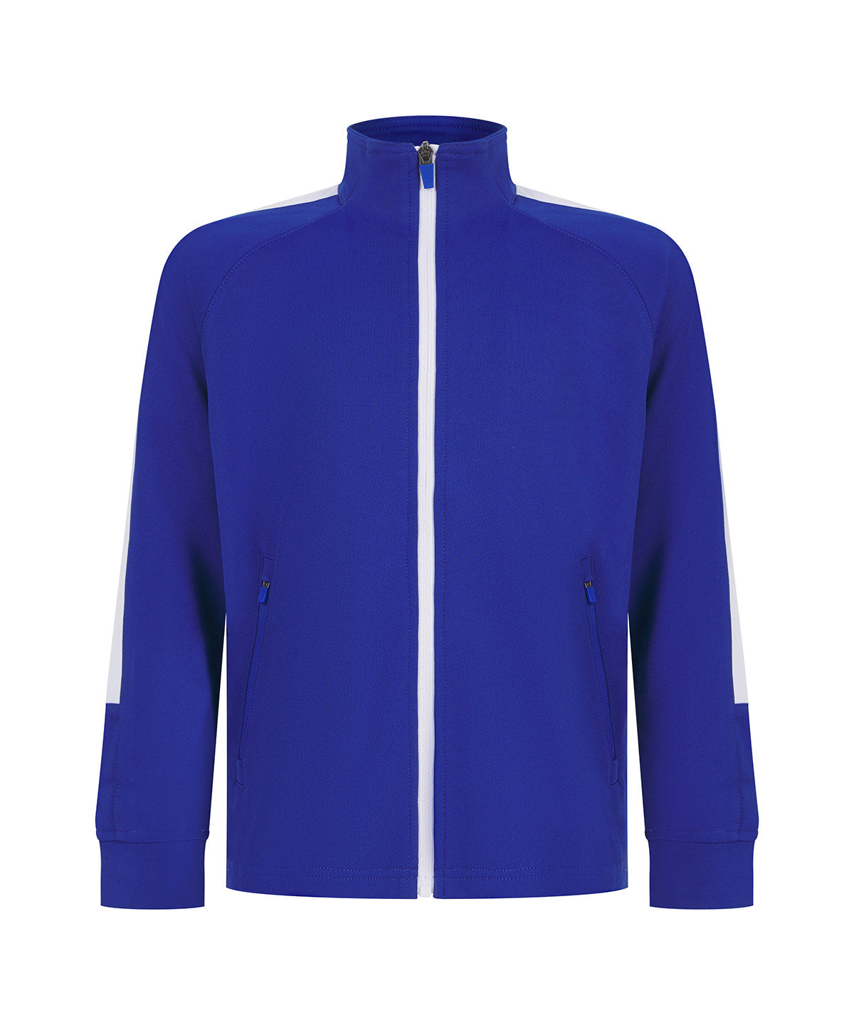 Finden & Hales Kids knitted tracksuit top in Royal_White, front view