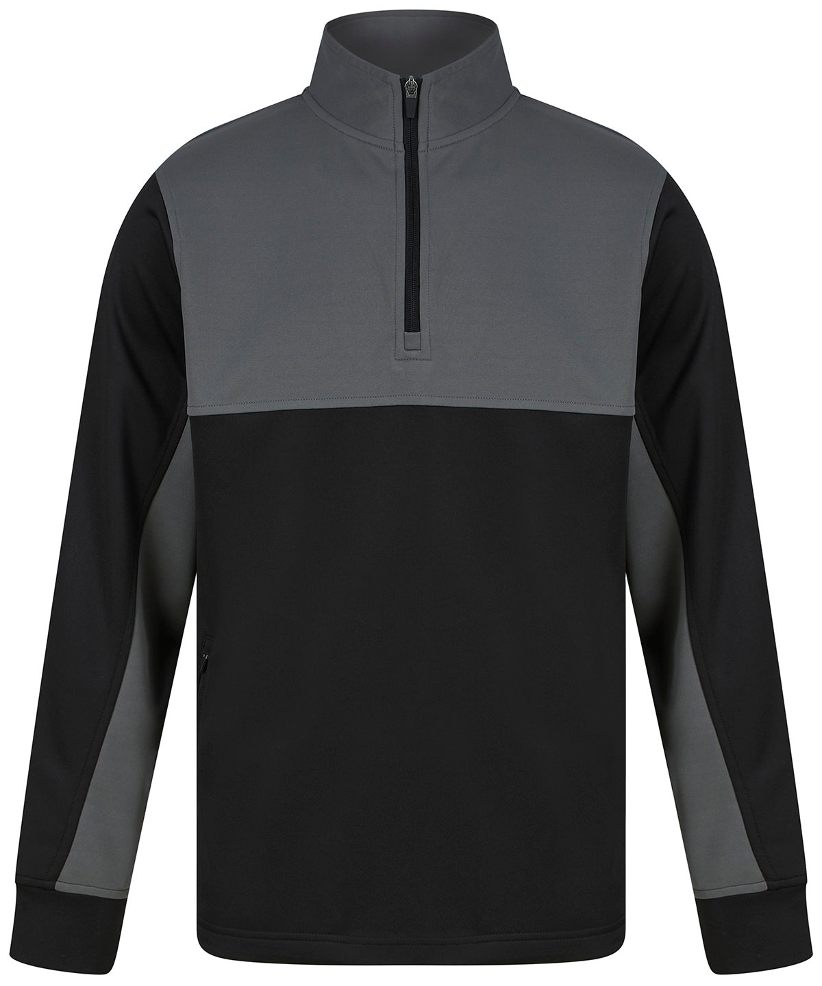 Finden & Hales ¼-Tracksuit top in Black/Gunmetal Grey, front view