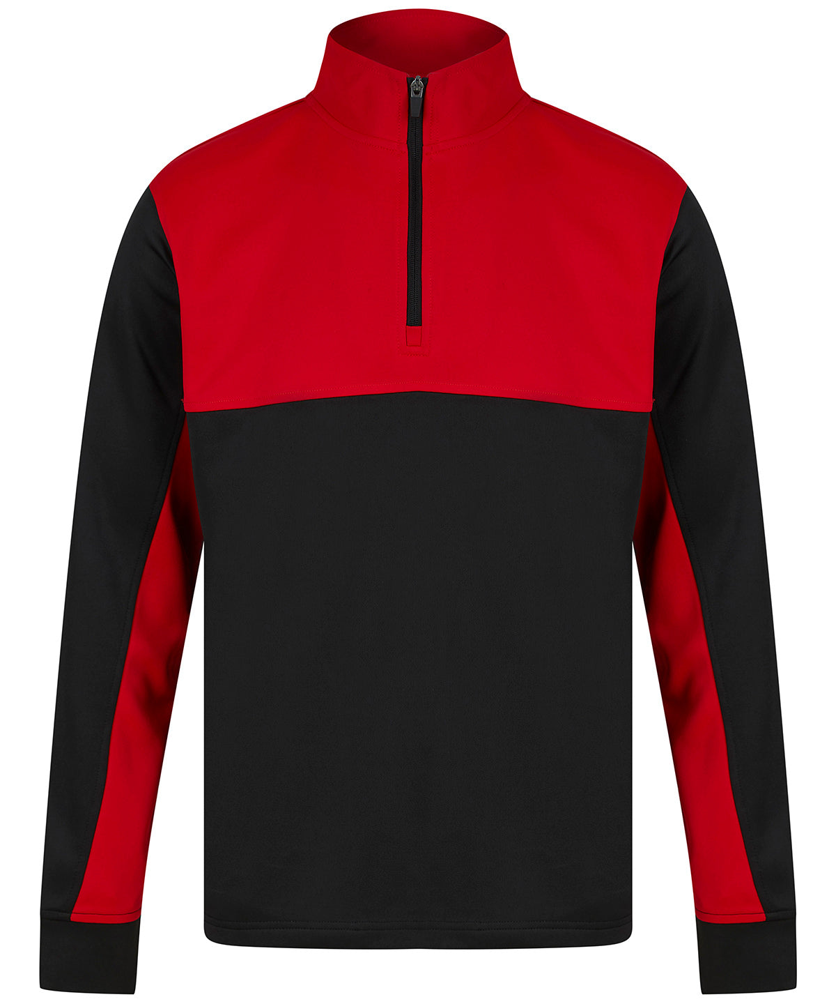 Finden & Hales ¼-Tracksuit top in Black/Red, front view