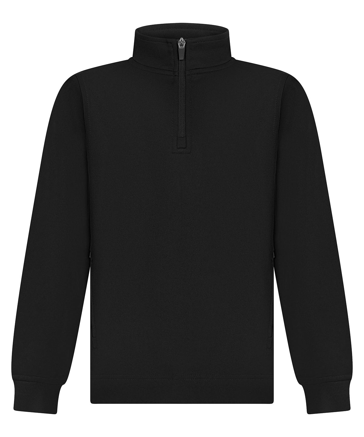 Finden & Hales Kids ¼-tracksuit top in Black, front view