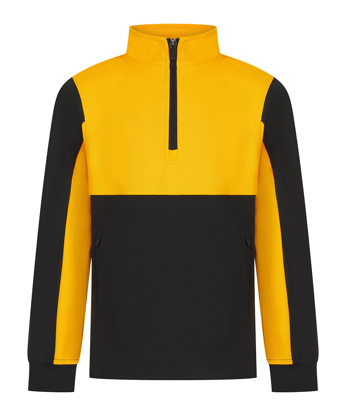 Finden & Hales Kids ¼-tracksuit top in Black/Gold, front view