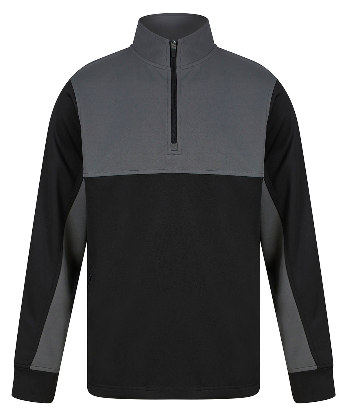 Finden & Hales Kids ¼-tracksuit top in Black/Gunmetal Grey, front view