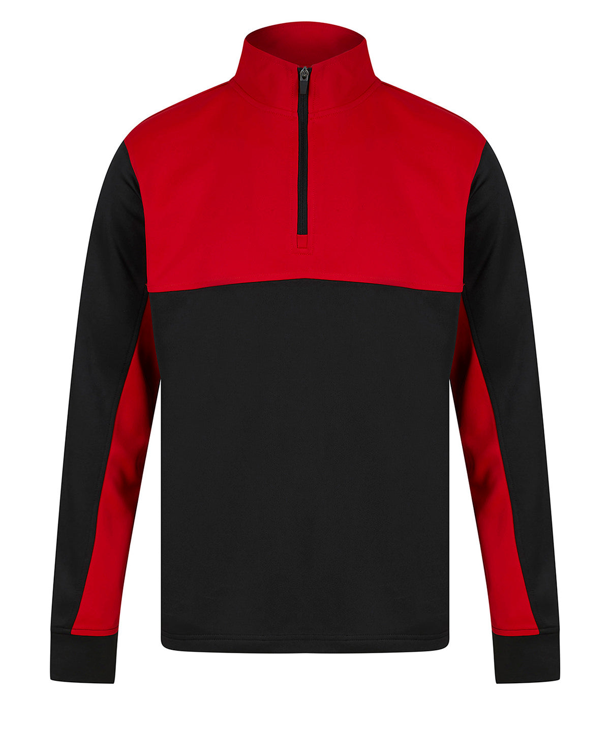 Finden & Hales Kids ¼-tracksuit top in Black/Red, front view