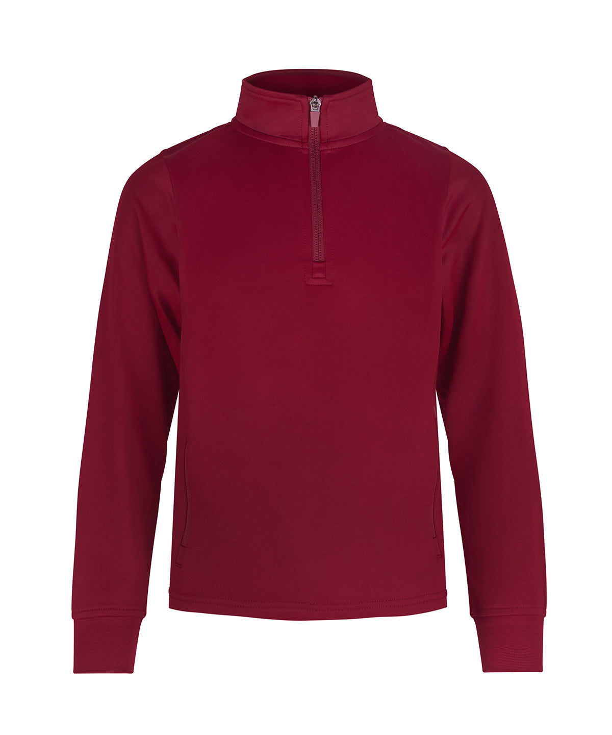 Finden & Hales Kids ¼-tracksuit top in Burgundy, front view