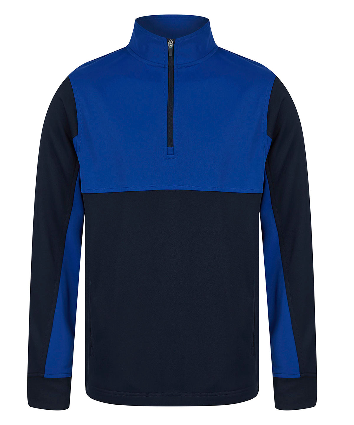 Finden & Hales Kids ¼-tracksuit top in Navy/Royal, front view
