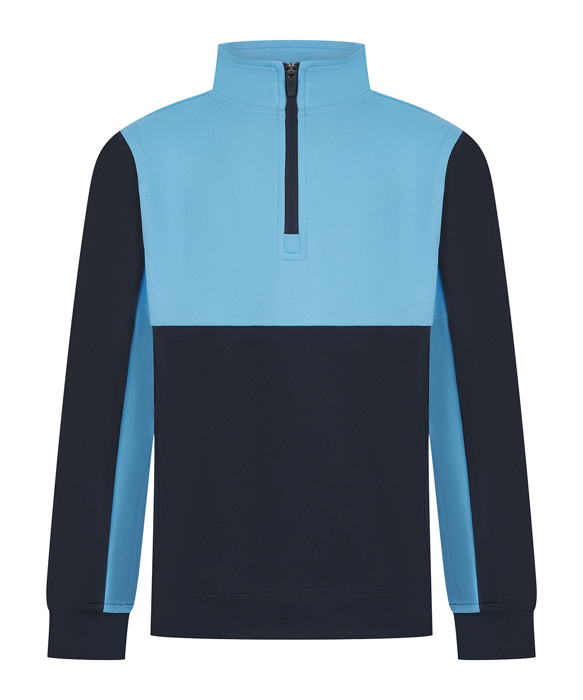 Finden & Hales Kids ¼-tracksuit top in Navy/Sky, front view