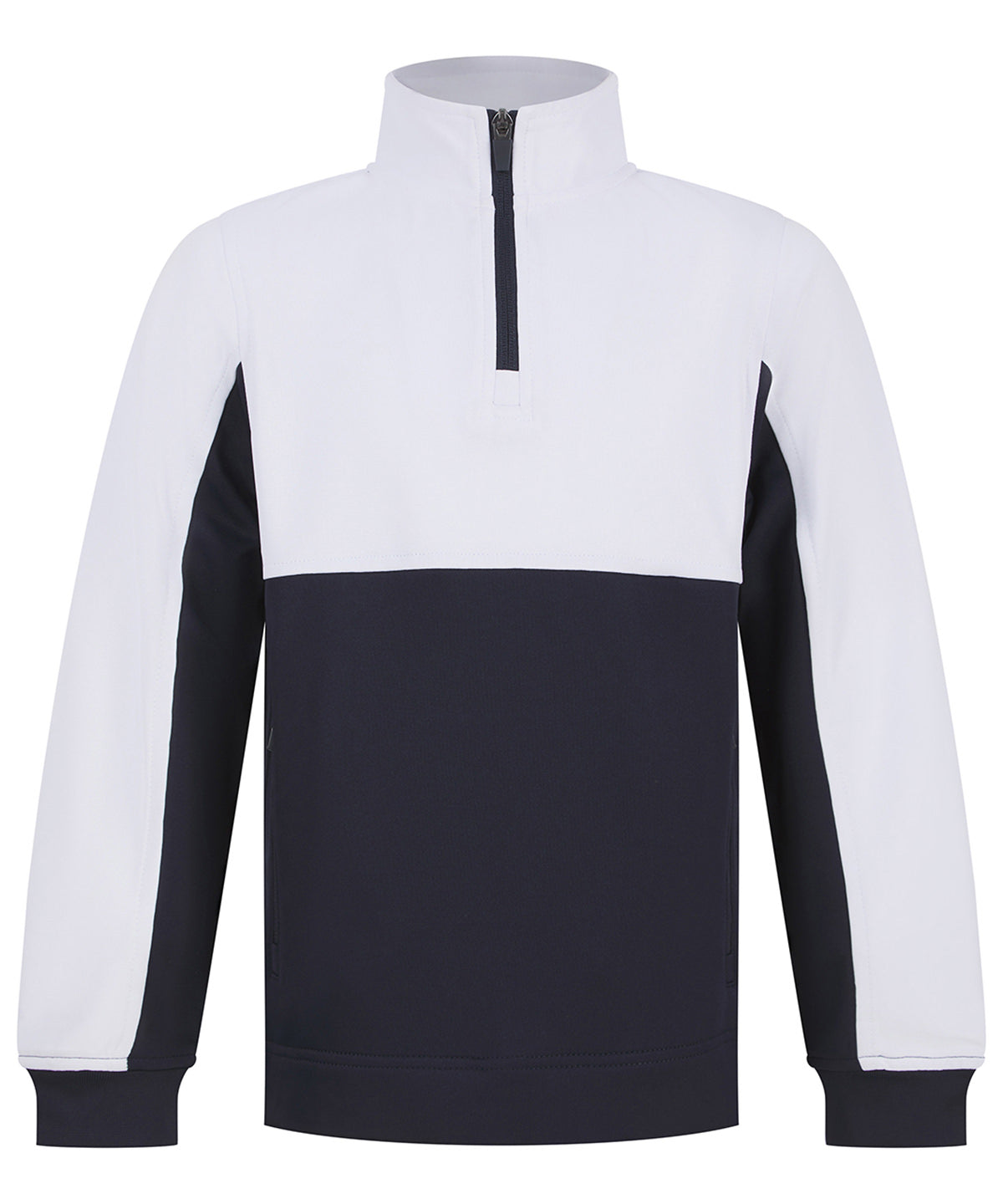 Finden & Hales Kids ¼-tracksuit top in Navy_White, front view